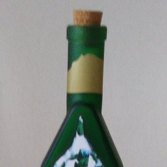 Frosted Green Glass Christmas Tree Empty Wine Bottle - Picture 7 of 11
